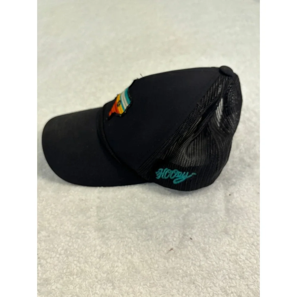 Hooey Texas Patch Trucker Hat Black Mesh Snapback Cap Western Sunset Stripe - Picture 3 of 4